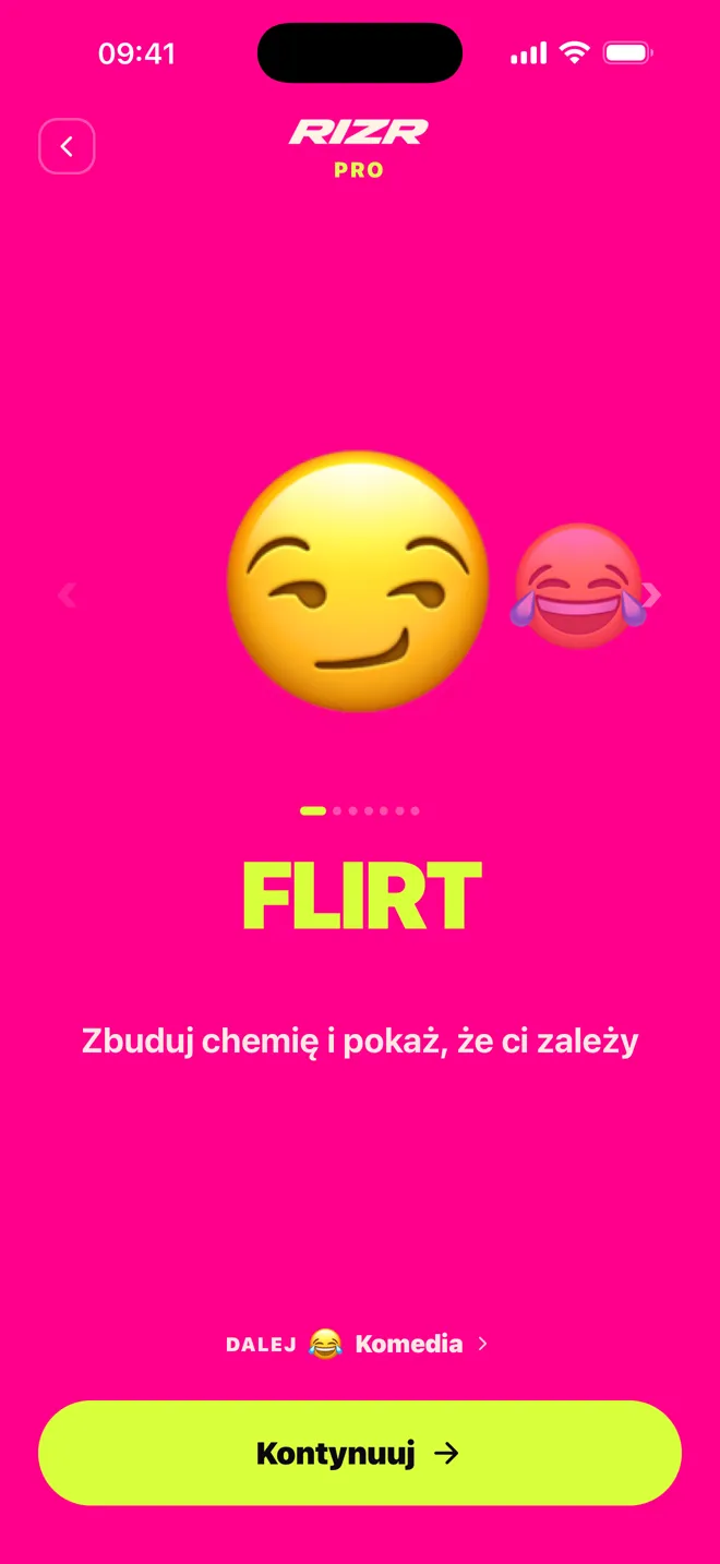 Prawdziwe nagranie aplikacji RIZR proponującej odpowiedzi na czat