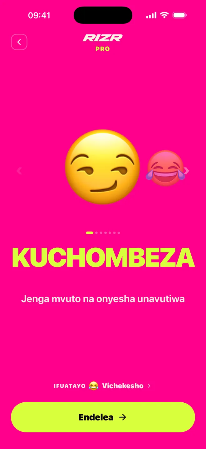 Rekodi halisi ya programu ya RIZR ikipendekeza majibu ya gumzo